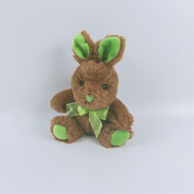 Plush Easter gift bunny toy soft cute rabbit present stuffed rabbit toy with green ribbon