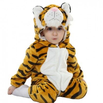 Cute plush tiger baby romper boy baby romper