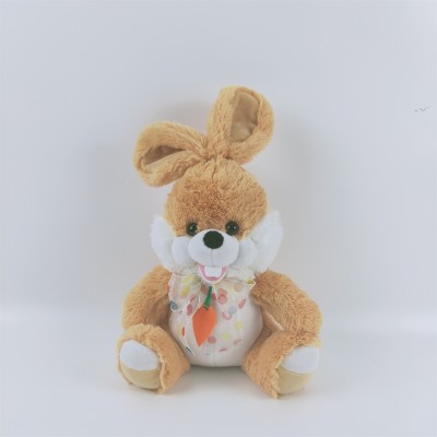 Plush rabbit toy for Easter soft rabbit with ribbon stuffed cute Easter present carrot bunny